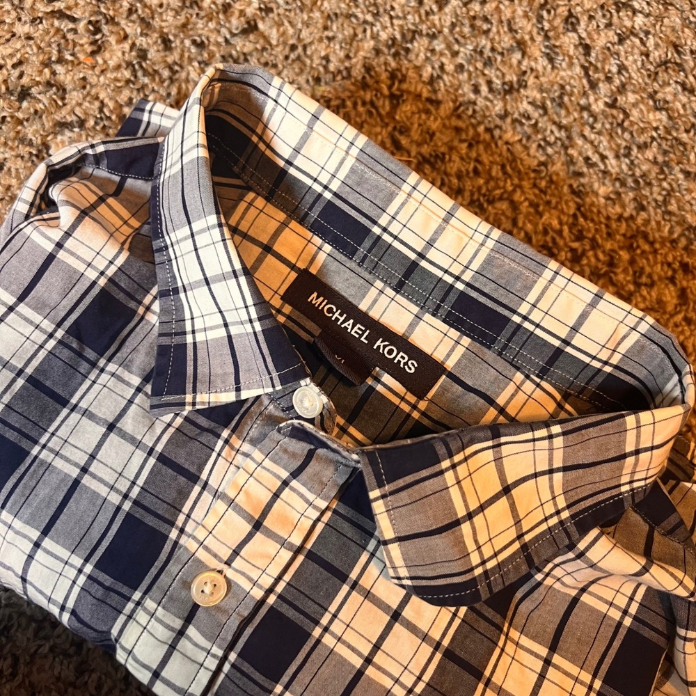 Michael Kors XL Mens Plaid Long Sleeve Button Down Shirt